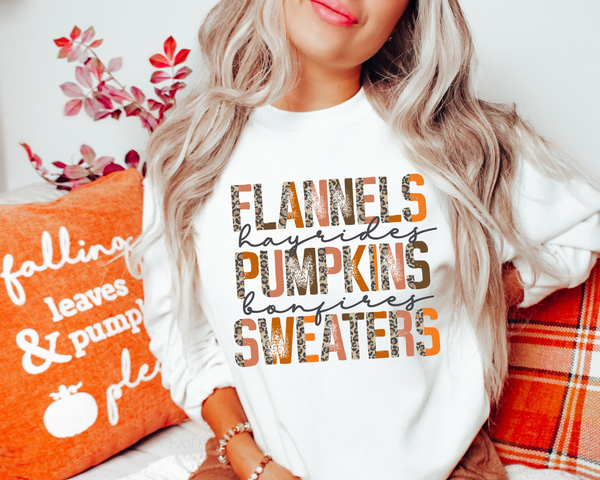 Flannels Hayrides Pumpkin Sweaters DTF TRANSFER 5422