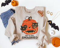 Let's Get Smashed Vintage Pumpkin & Black Cats DTF TRANSFER 5540