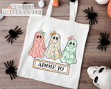 Custom Halloween Trick Or Treat Tote Girl Ghosts DTF TRANSFER 5692