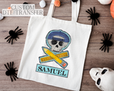 Custom Halloween Trick Or Treat Tote Skeleton School DTF TRANSFER 5694