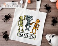 Custom Halloween Trick Or Treat Tote Skeletons DTF TRANSFER 5695