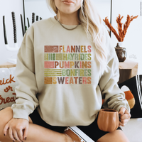 Flannels Hayrides Pumpkins Bonfires Sweaters DTF Transfer 5841