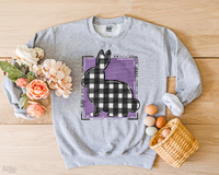 Purple Plaid Bunny Easter DTF TRANSFER 269