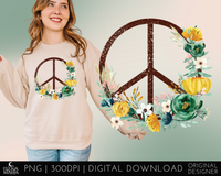 Peace Floral Sublimation PNG File