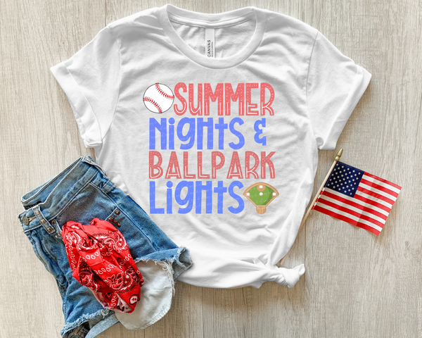 Summer Nights & Ballpark Lights DTF TRANSFER 2917
