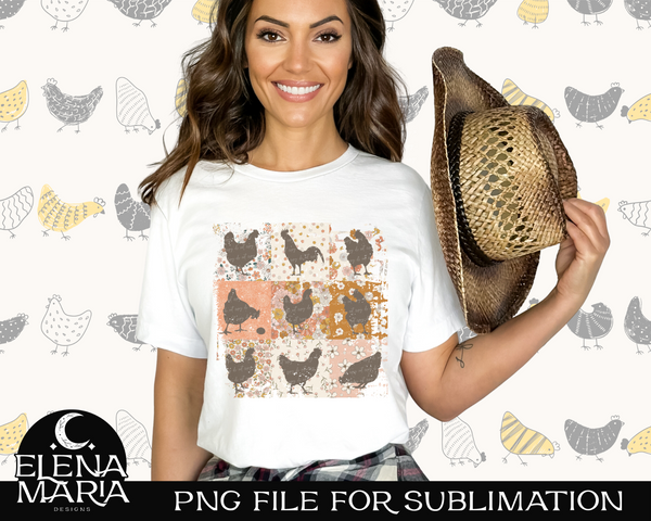 Retro Chickens Sublimation PNG