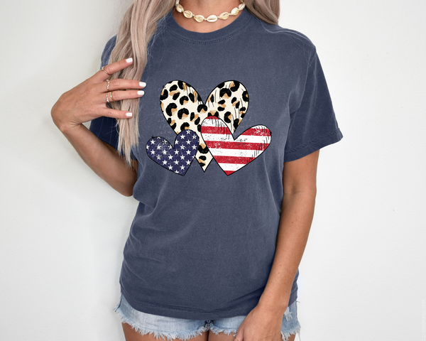 Hearts Red White & Blue DTF TRANSFER 4299