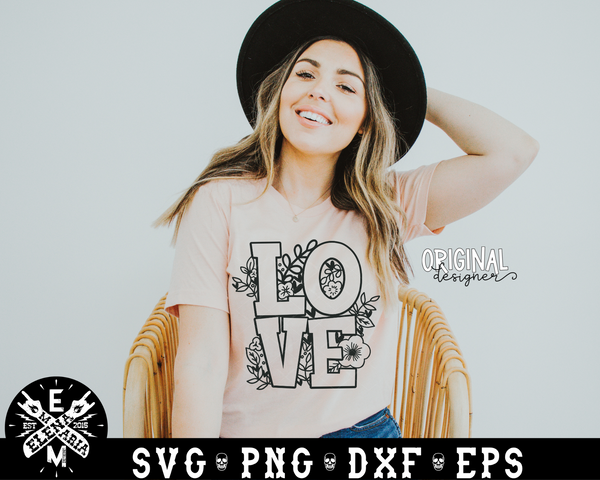 Valentines Svg | Love Floral | SVG Cutting File